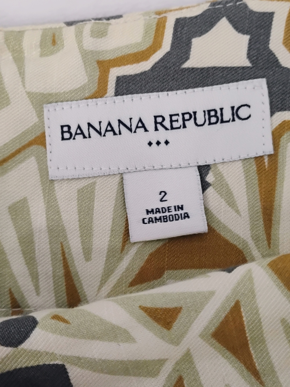 Banana Republic Sz 2‎ Tribal Abstract Short Skirt Lined Rayon Cotton Linen S - Picture 4 of 5